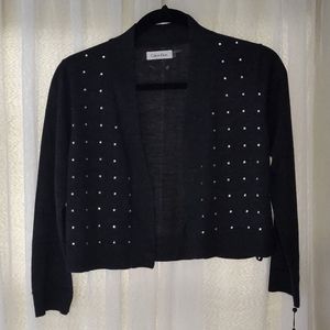 Calvin Klein, small, gray, cropped cardigan
